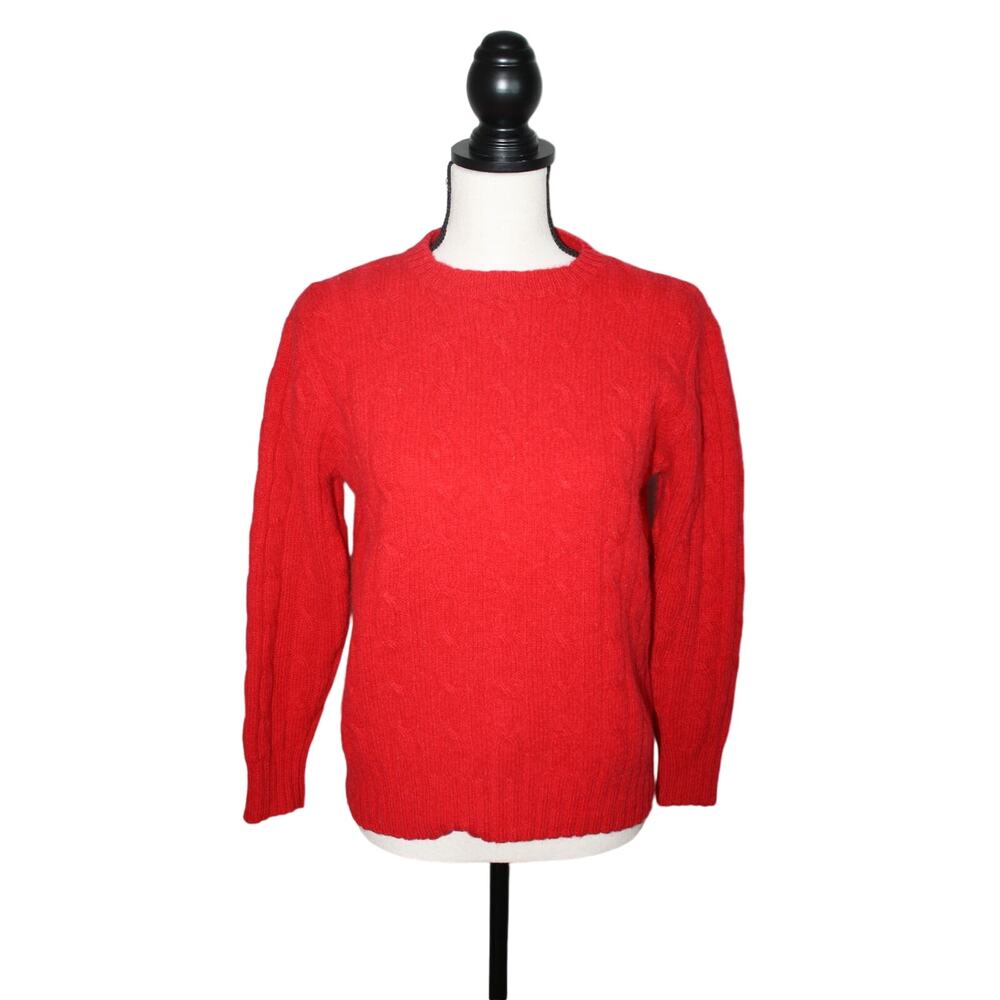 VTG Charter Club 100% Wool Red Crew Neck Pullover Sweater Small Long‎ Sleeve